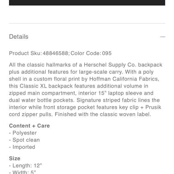 Hoffman by Herschel Floral Backpack - Picture 7 of 11